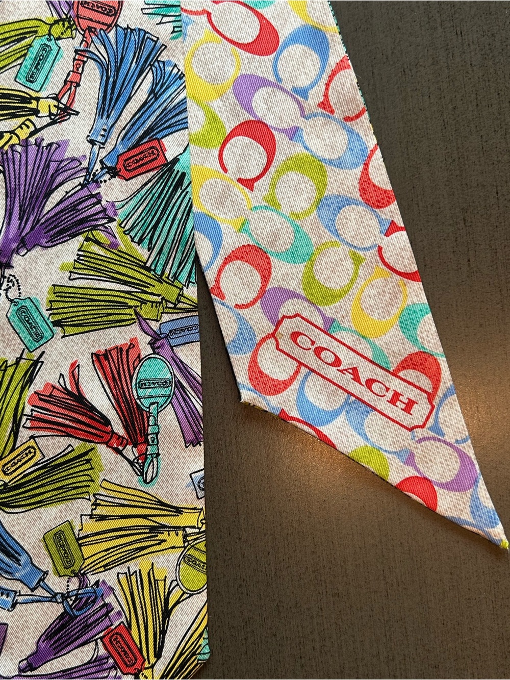 Coach Silk Skinny Scarf / Twilly or Pony tail Scarf-purse scarf